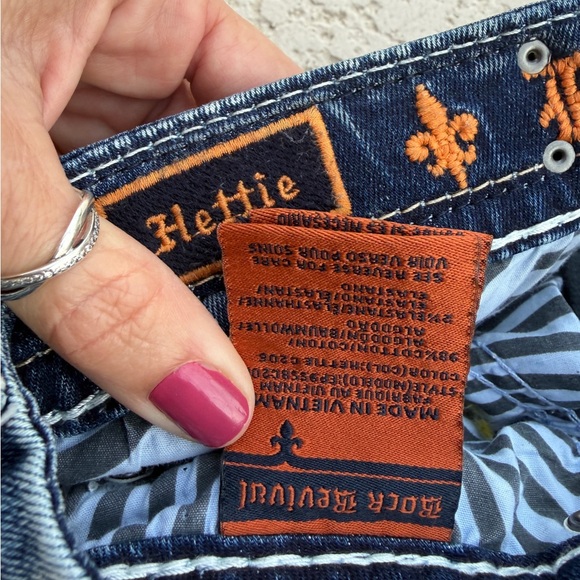 Rock Revival Jeans Women Size 27 Sequins Distressed Rhinestone Thick Stitch blue - Picture 5 of 10